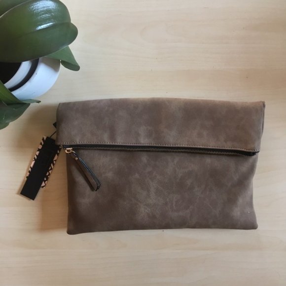 NWT Dot Dash Crossbody Bag Brown Vegan Suede - Picture 1 of 5